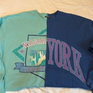 Wild Fable Teal and Blue Graphic Sweater